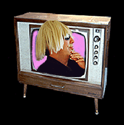 image of Huck Forest's head coming out of a TV set