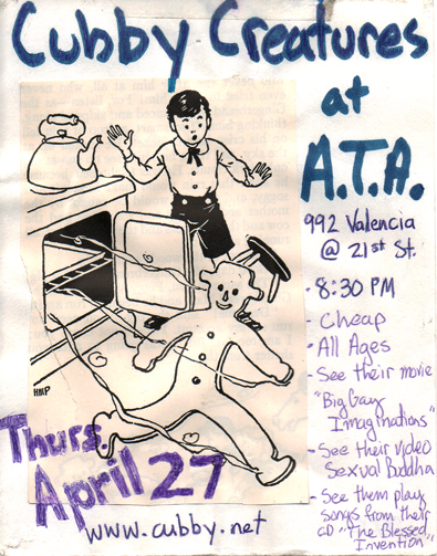 flyer for Cubby Night at A.T.A., April 27, 2000