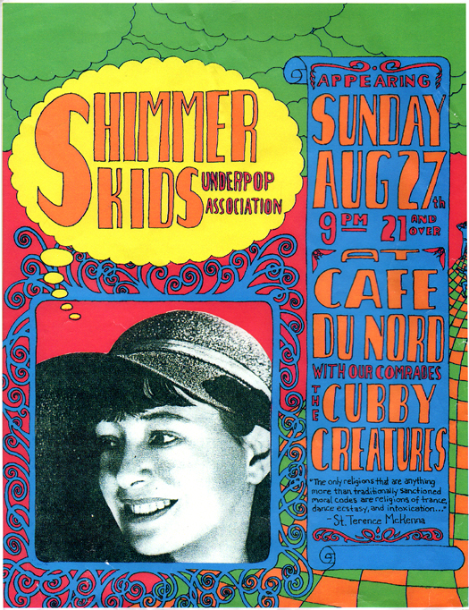 flyer for Cafe Du Nord show with Shimmer Kids, August 27, 2000