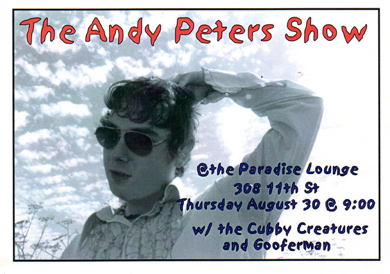 flyer for Paradise Lounge show, August 30, 2001