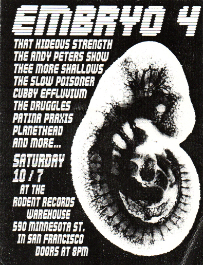 flyer for the Embryo 4 Release Show, October, 2006