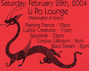 original handbill for Li Po Lounge show Feb. 28, 2004