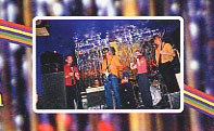 Image of the Cubby Creatures at the Tip Top Inn, ca. 1999, from back cover of 'The Blessed Invention' CD