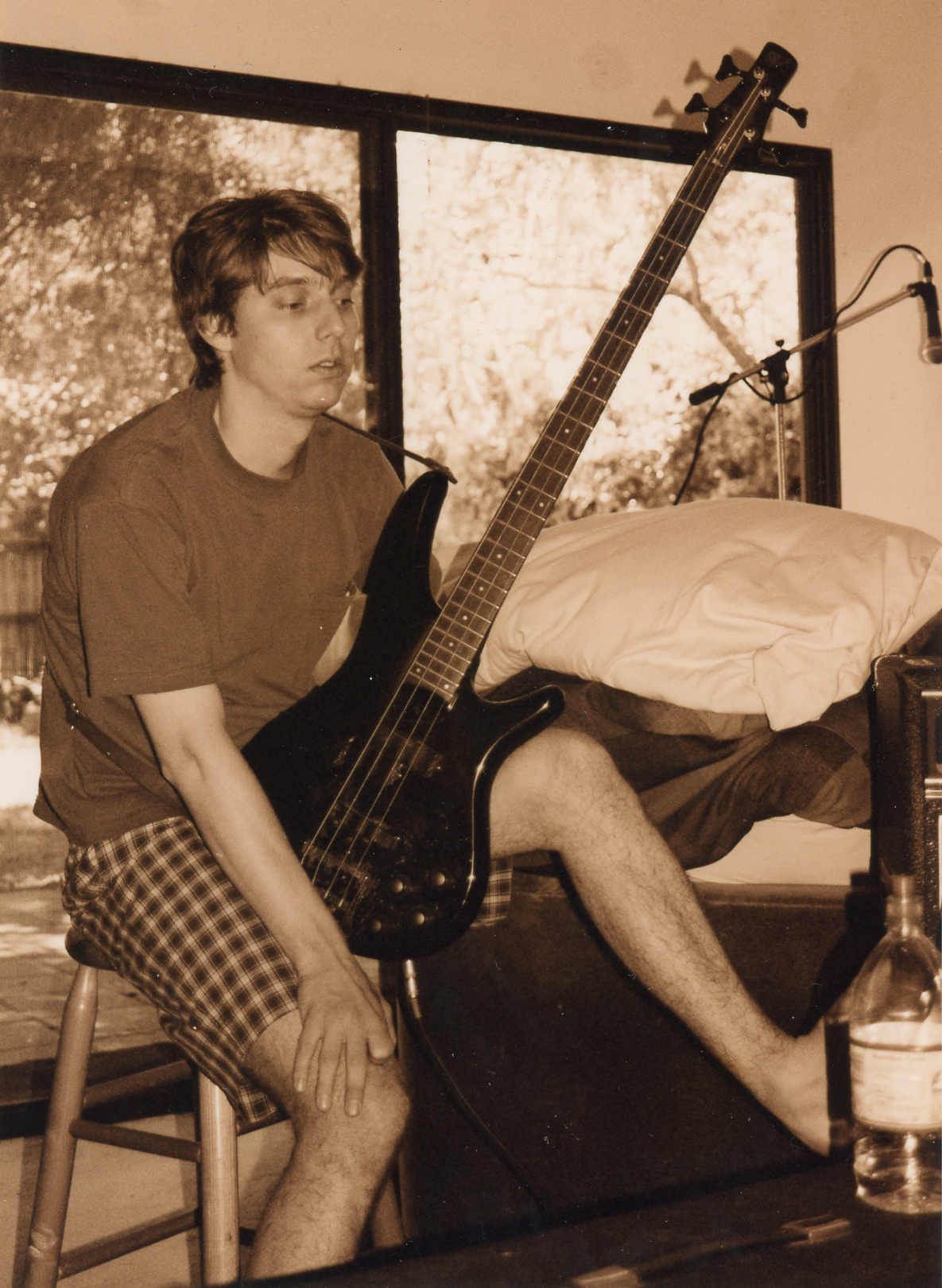 Brian with his bass in Davis, CA, summer 1999