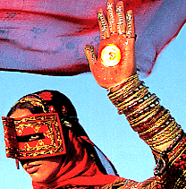 Iranian woman with the sun in the palm of her hand