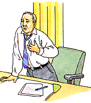 image of man leaning on his desk with his hand to his heart